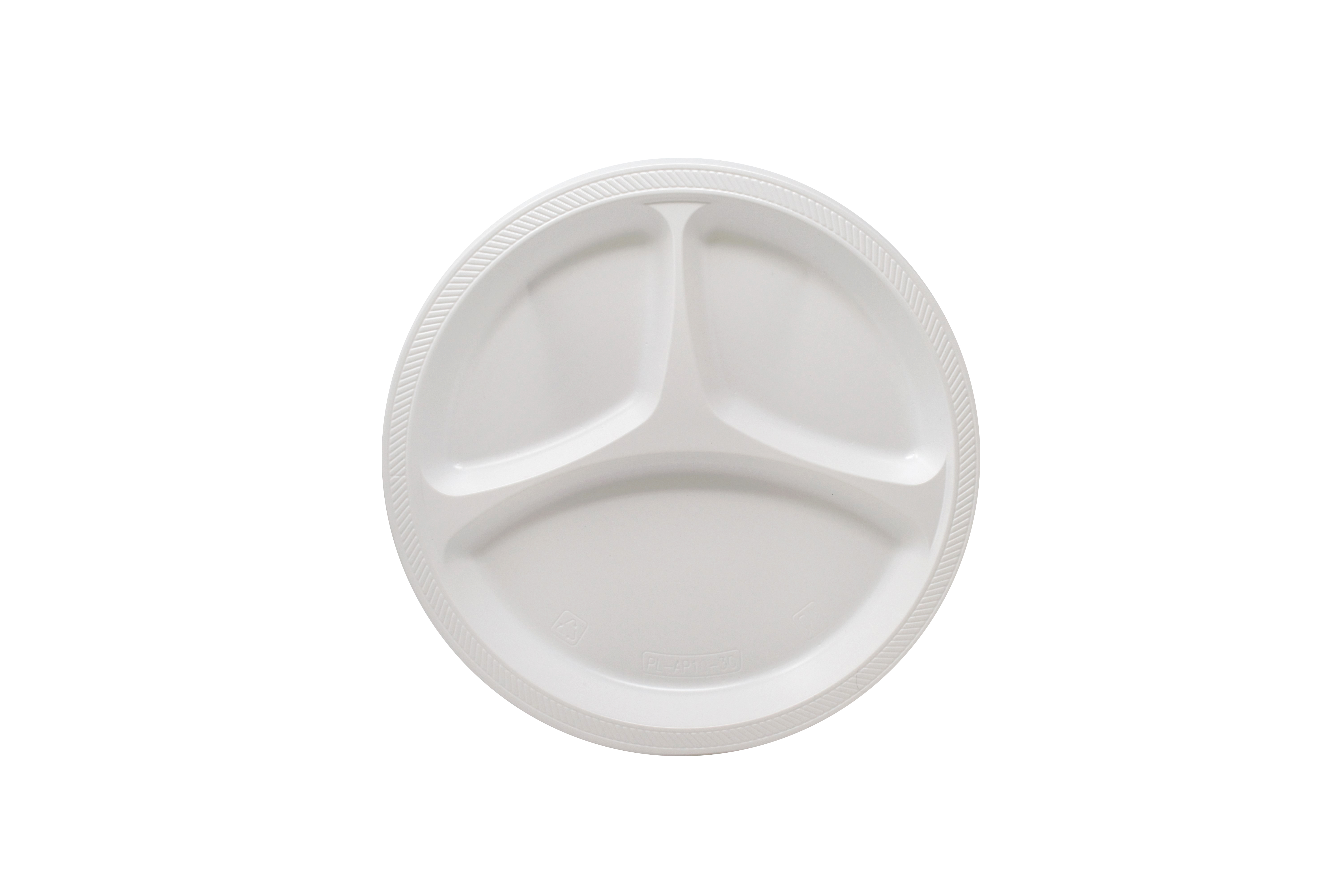 10 Compartment White Disposable Plastic Plates - 200pcs