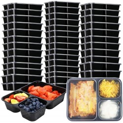 39 Oz. Three Compartment Food Container with Lid (150 Sets) | TC-339