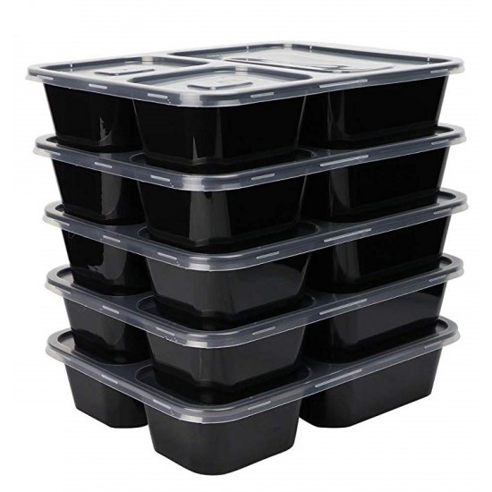 32 Oz. Three Compartment Food Container with Lid (150 Sets) | TC-1200